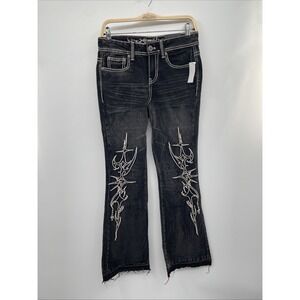 Zumiez Vitriol Justina Jeans Women's 6 Gray Denim Raw Hem Bootcut Streetwear NWT